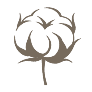 Stilisiertes Logo von Jugendhaar in natürlichem Braunton, zeigt eine geöffnete Baumwollkapsel als Symbol für natürliche Inhaltsstoffe.