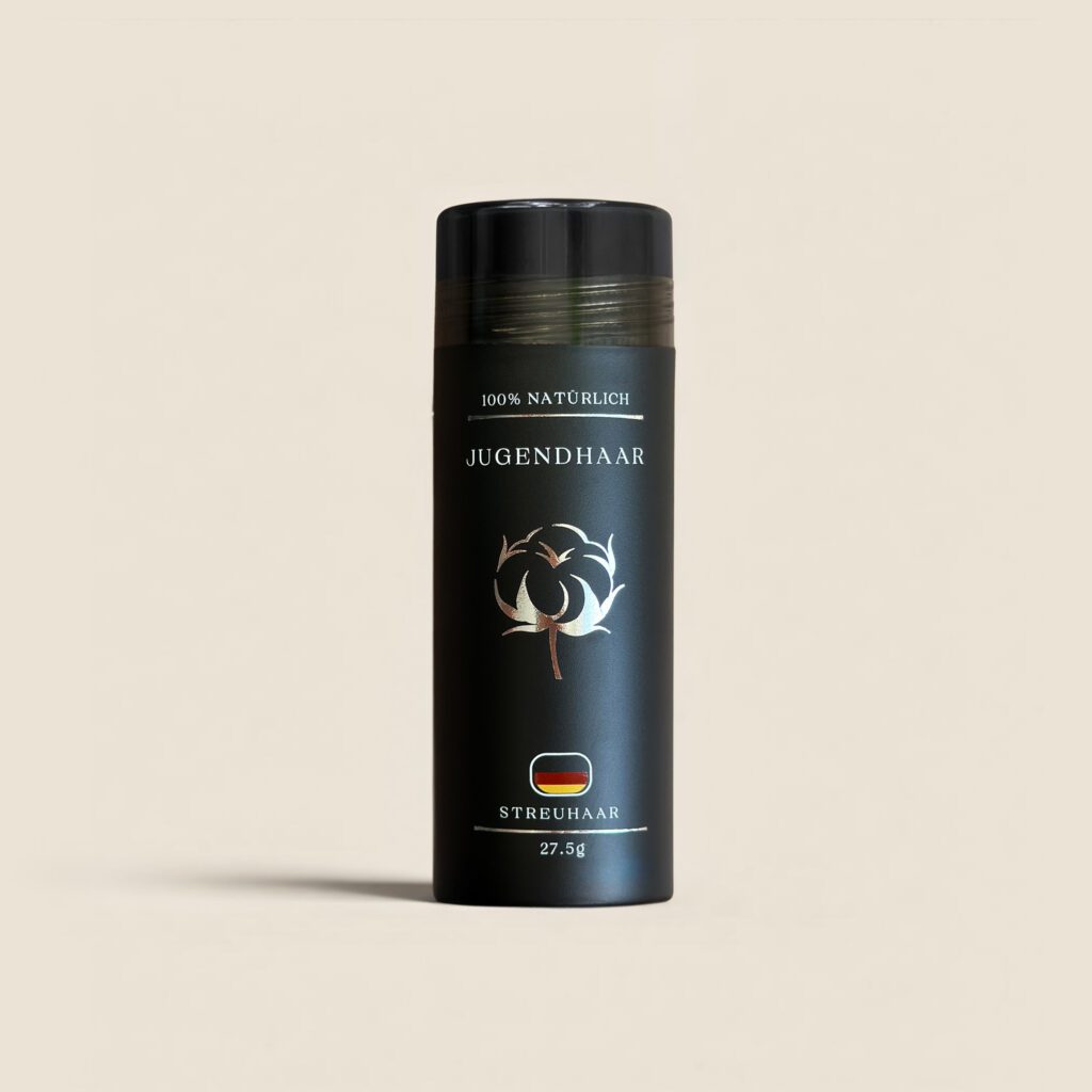 Schwarze Dose Jugendhaar Streuhaar, 100% natürliches Haarverdichtungsmittel für volleres Haar, 27,5 Gramm.